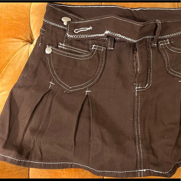 Vintage Dresses & Skirts - 90’s Denim Brown Skirt